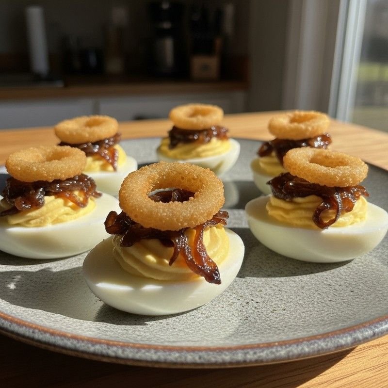 Cheddar & Caramelized Onion Deviled Eggs