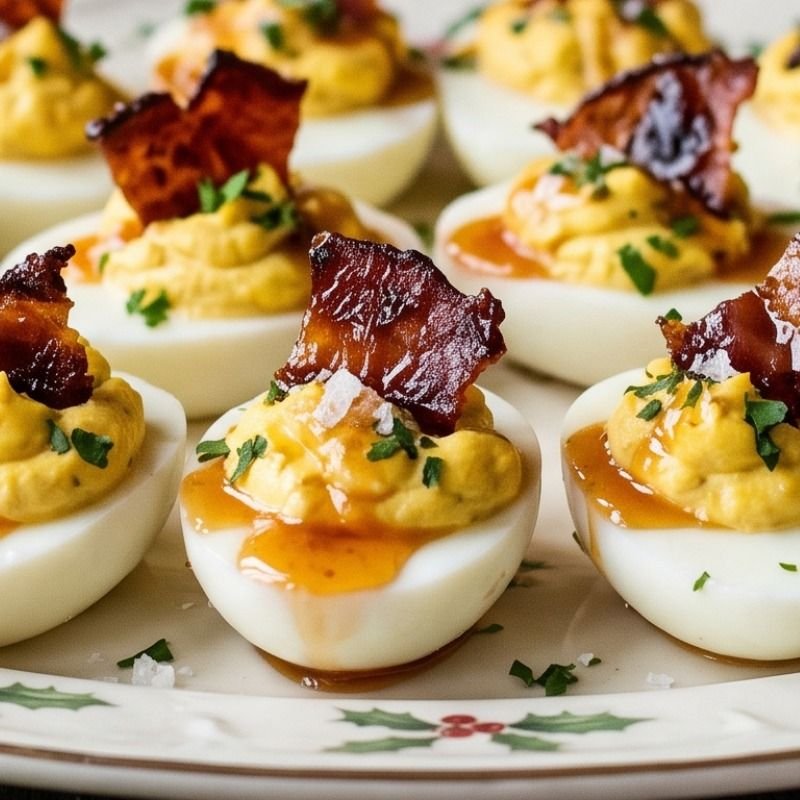 Christmas Ham & Honey Glaze Deviled Eggs