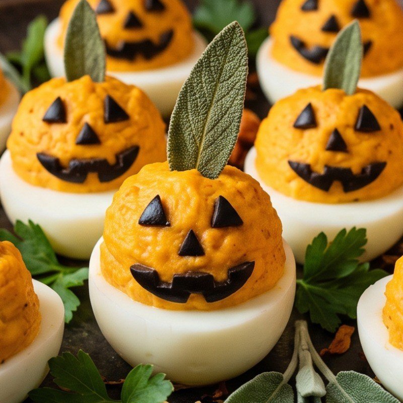 Jack-o'-Lantern Deviled Eggs