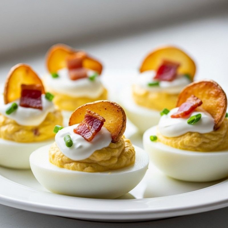 Loaded Baked Potato Ranch Deviled Eggs